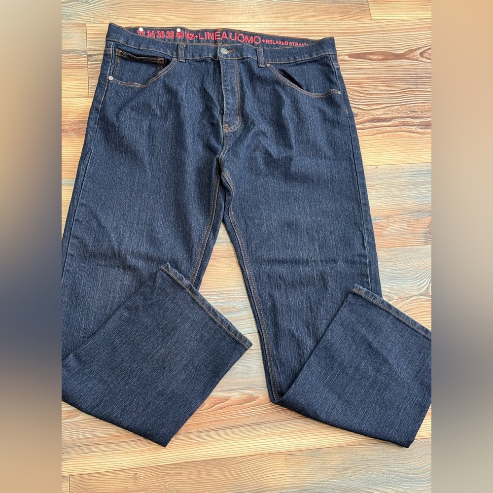Linea Uomo 42/34 Men's Blue Jeans Relaxed/Straight Fit 625